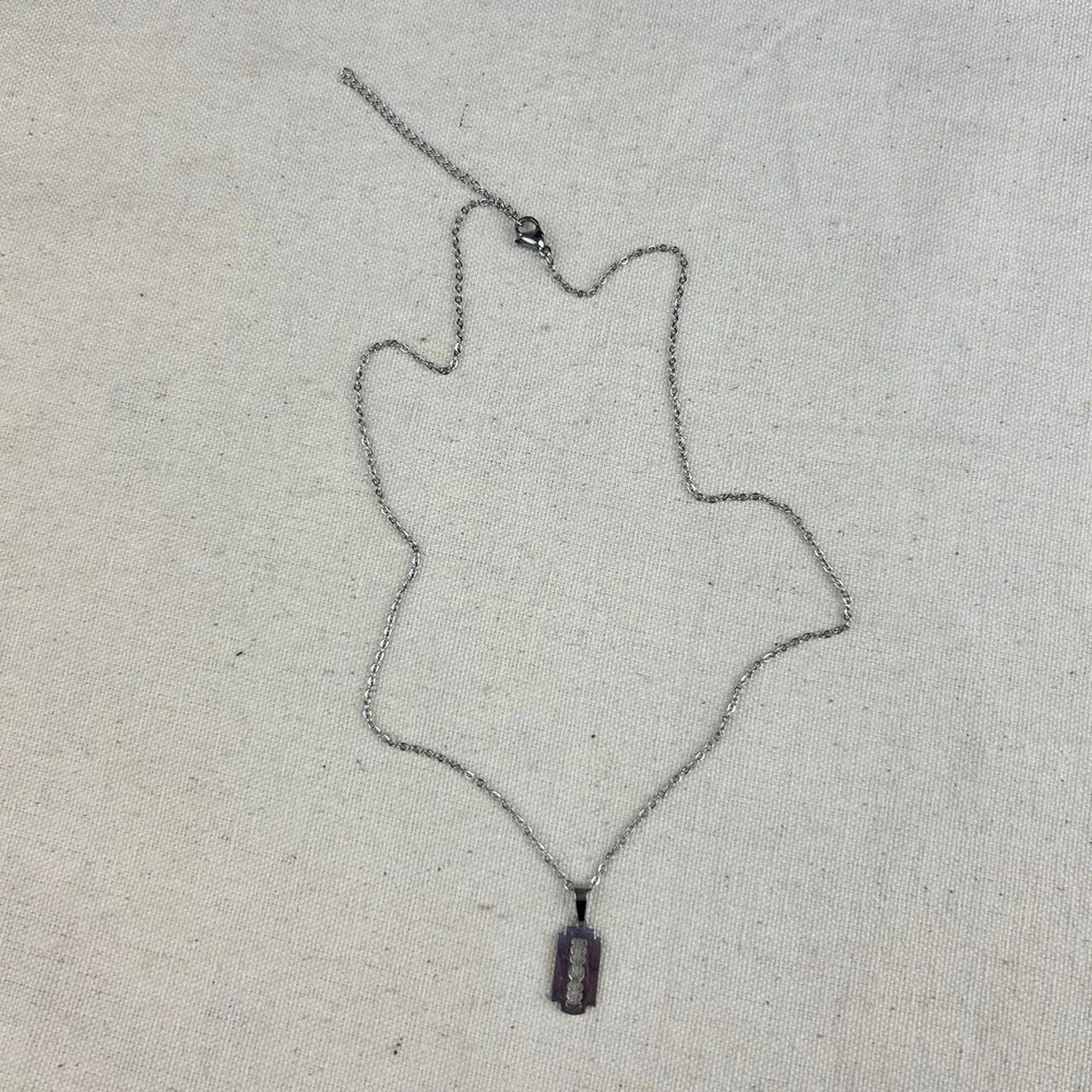 Silver razor blade necklace y2k opium cyber punk